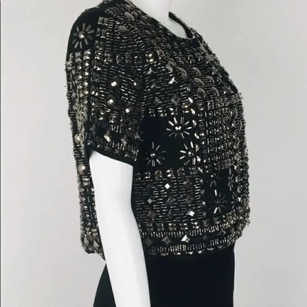 Studded Metallic Metal Short Sleeve Jacket
